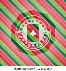 ace of clover icon inside christmas badge background.