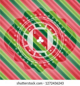 ace of clover icon inside christmas emblem background.