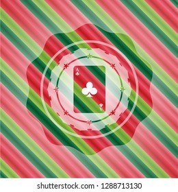 ace of clover icon inside christmas style badge..