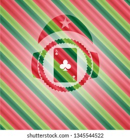 ace of clover icon inside christmas emblem background.