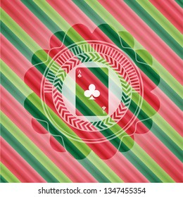 ace of clover icon inside christmas colors emblem.