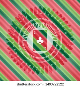 ace of clover icon inside christmas style emblem.