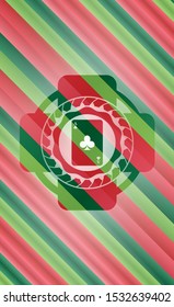 ace of clover icon inside christmas badge.
