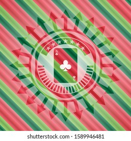 ace of clover icon inside christmas style badge..