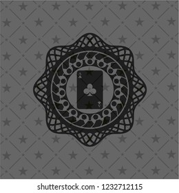 ace of clover icon inside dark emblem. Retro