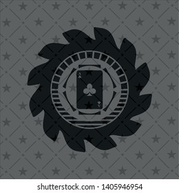 ace of clover icon inside dark emblem