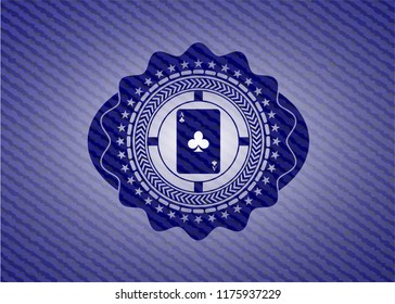 ace of clover icon inside emblem with jean texture