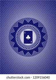 ace of clover icon inside emblem with denim high quality background