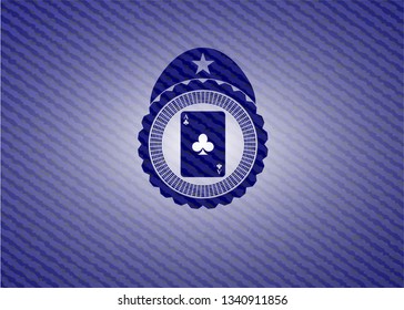 ace of clover icon inside emblem with jean texture