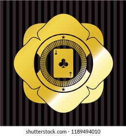 ace of clover icon inside gold badge or emblem