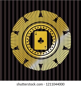ace of clover icon inside gold shiny badge