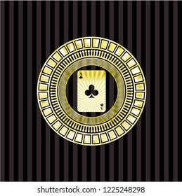 ace of clover icon inside gold shiny emblem