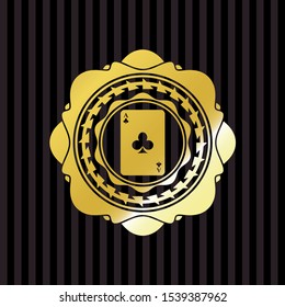 ace of clover icon inside gold badge