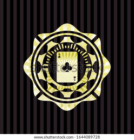 ace of clover icon inside gold badge