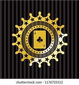 ace of clover icon inside golden badge