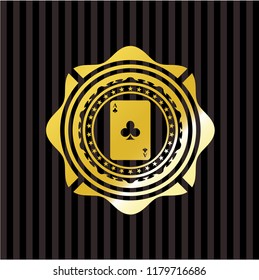 ace of clover icon inside golden badge