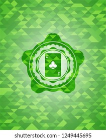 ace of clover icon inside green mosaic emblem