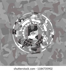 ace of clover icon inside grey camo texture