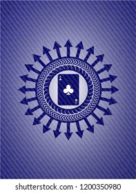 ace of clover icon inside jean or denim emblem or badge background