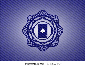 ace of clover icon inside jean or denim emblem or badge background