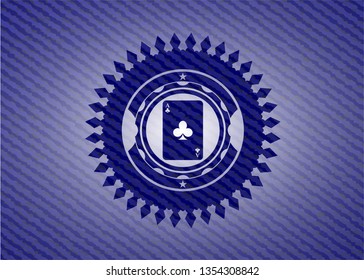 ace of clover icon inside jean or denim emblem or badge background