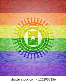 ace of clover icon inside lgbt colors emblem 