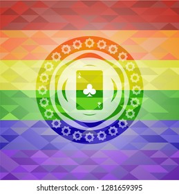 ace of clover icon inside lgbt colors emblem 
