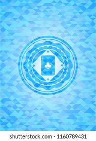 ace of clover icon inside light blue emblem with mosaic ecological style background