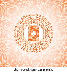 ace of clover icon inside orange mosaic emblem