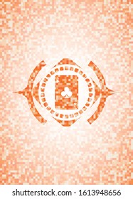 ace of clover icon inside orange mosaic emblem