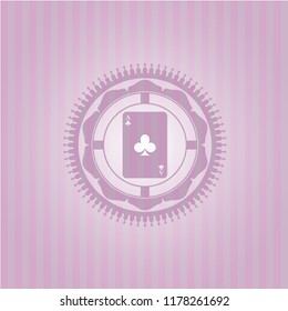 ace of clover icon inside pink emblem