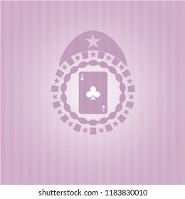 ace of clover icon inside pink emblem