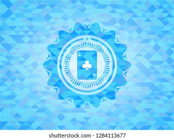 ace of clover icon inside realistic sky blue mosaic emblem