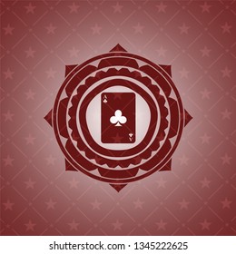 ace of clover icon inside realistic red emblem