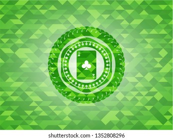 ace of clover icon inside realistic green mosaic emblem
