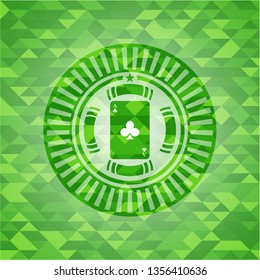ace of clover icon inside realistic green mosaic emblem