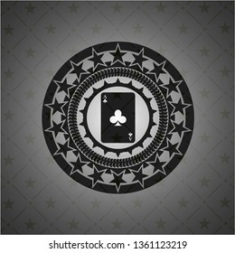 ace of clover icon inside realistic black emblem