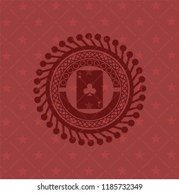 ace of clover icon inside red emblem