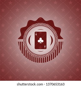 ace of clover icon inside red emblem