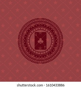 ace of clover icon inside red emblem