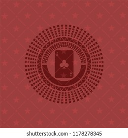 ace of clover icon inside retro style red emblem