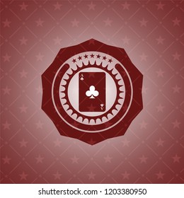 ace of clover icon inside retro style red emblem