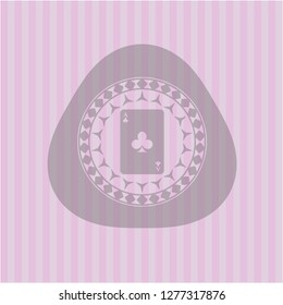 ace of clover icon inside retro pink emblem