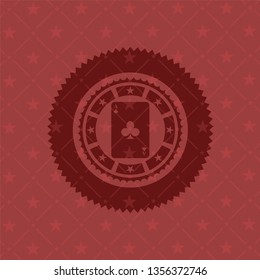 ace of clover icon inside retro red emblem