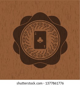 ace of clover icon inside retro style wood emblem