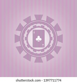 ace of clover icon inside retro pink emblem