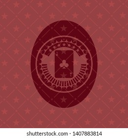 ace of clover icon inside retro red emblem
