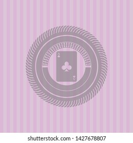 ace of clover icon inside retro pink emblem