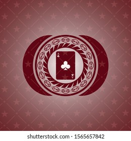 ace of clover icon inside retro style red emblem
