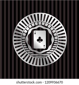 ace of clover icon inside silver badge